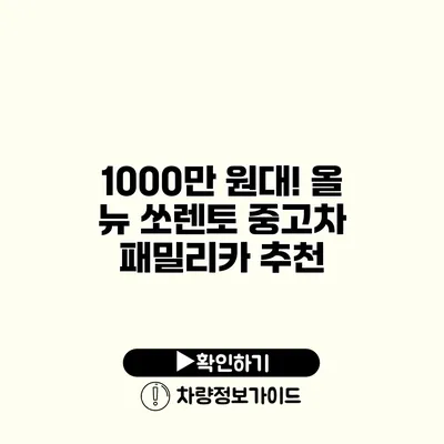 1000만 원대! 올 뉴 쏘렌토 중고차 패밀리카 추천