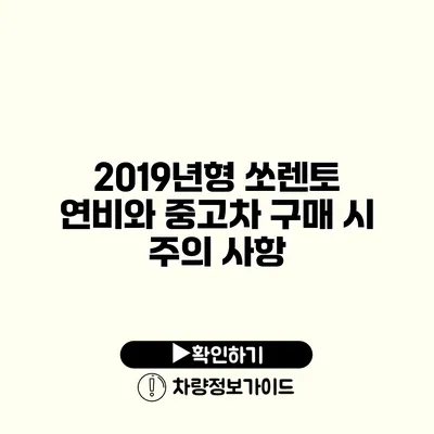 2019년형 쏘렌토 연비와 중고차 구매 시 주의 사항