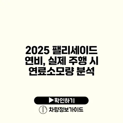 2025 팰리세이드 연비, 실제 주행 시 연료소모량 분석