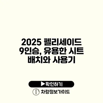 2025 펠리세이드 9인승, 유용한 시트 배치와 사용기