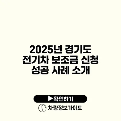 2025년 경기도 전기차 보조금 신청 성공 사례 소개