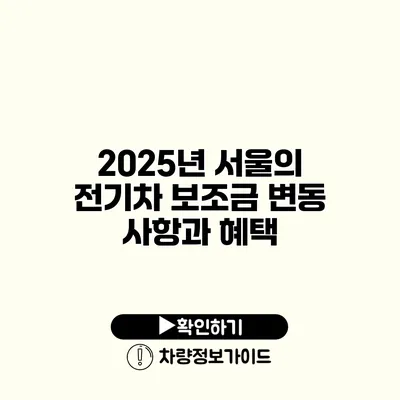 2025년 서울의 전기차 보조금 변동 사항과 혜택