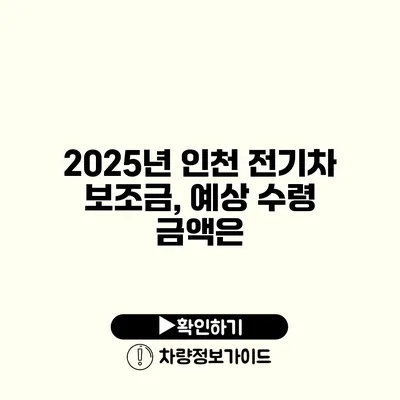 2025년 인천 전기차 보조금, 예상 수령 금액은?