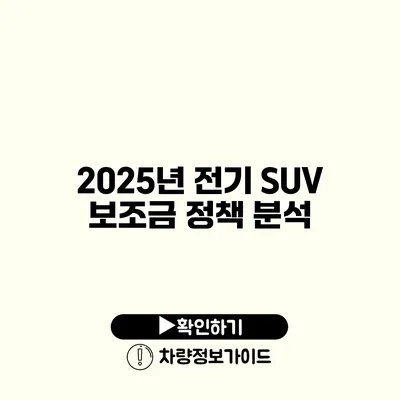 2025년 전기 SUV 보조금 정책 분석