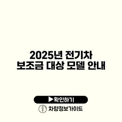 2025년 전기차 보조금 대상 모델 안내