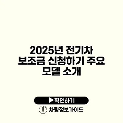 2025년 전기차 보조금 신청하기 주요 모델 소개