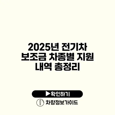 2025년 전기차 보조금 차종별 지원 내역 총정리