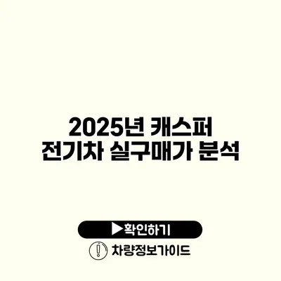 2025년 캐스퍼 전기차 실구매가 분석