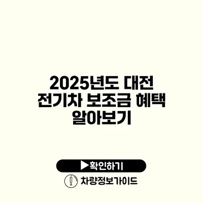 2025년도 대전 전기차 보조금 혜택 알아보기