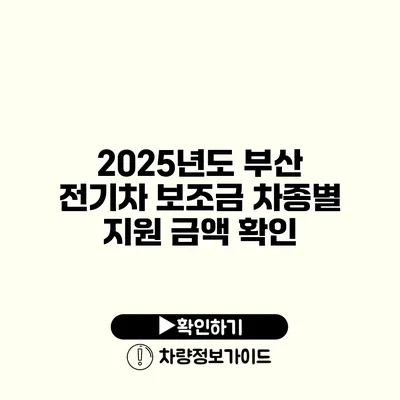 2025년도 부산 전기차 보조금 차종별 지원 금액 확인