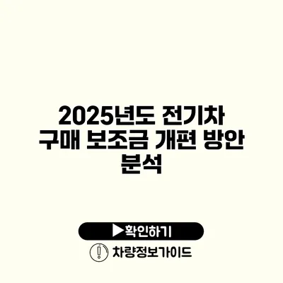 2025년도 전기차 구매 보조금 개편 방안 분석