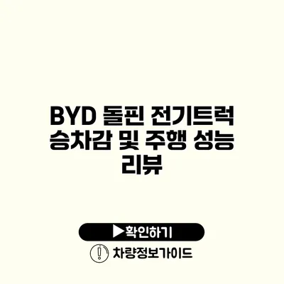 BYD 돌핀 전기트럭 승차감 및 주행 성능 리뷰