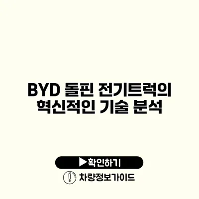 BYD 돌핀 전기트럭의 혁신적인 기술 분석