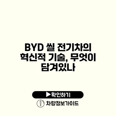 BYD 씰 전기차의 혁신적 기술, 무엇이 담겨있나?