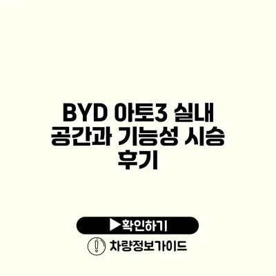 BYD 아토3 실내 공간과 기능성 시승 후기