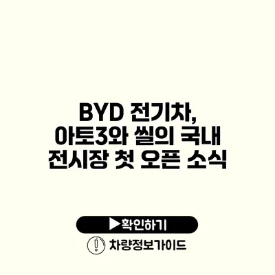 BYD 전기차, 아토3와 씰의 국내 전시장 첫 오픈 소식