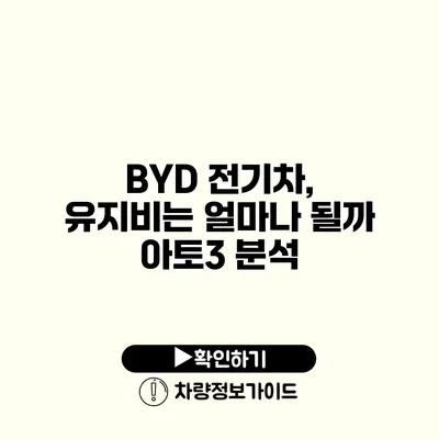 BYD 전기차, 유지비는 얼마나 될까? 아토3 분석