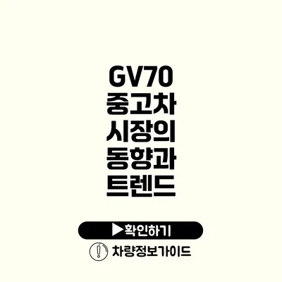 GV70 중고차 시장의 동향과 트렌드