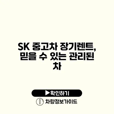 SK 중고차 장기렌트, 믿을 수 있는 관리된 차