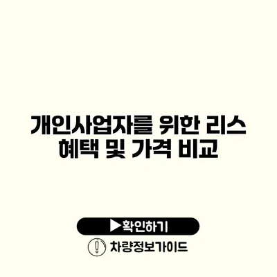 개인사업자를 위한 리스 혜택 및 가격 비교