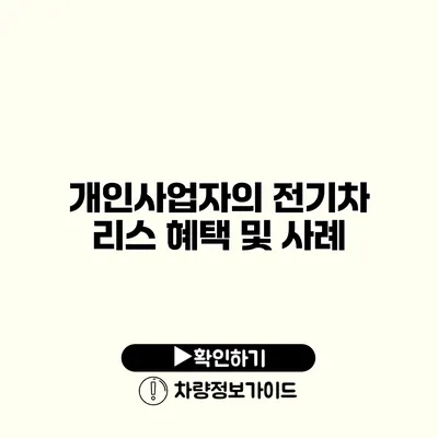 개인사업자의 전기차 리스 혜택 및 사례