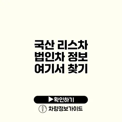 국산 리스차 법인차 정보 여기서 찾기