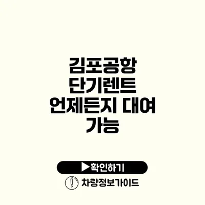 김포공항 단기렌트 언제든지 대여 가능