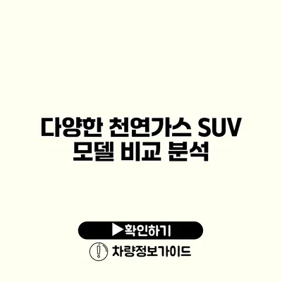 다양한 천연가스 SUV 모델 비교 분석