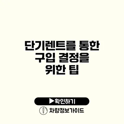 단기렌트를 통한 구입 결정을 위한 팁