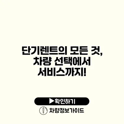 단기렌트의 모든 것, 차량 선택에서 서비스까지!