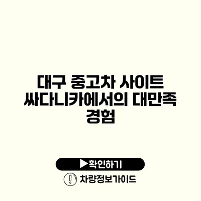 대구 중고차 사이트 싸다니카에서의 대만족 경험