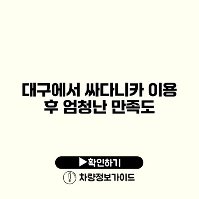 대구에서 싸다니카 이용 후 엄청난 만족도