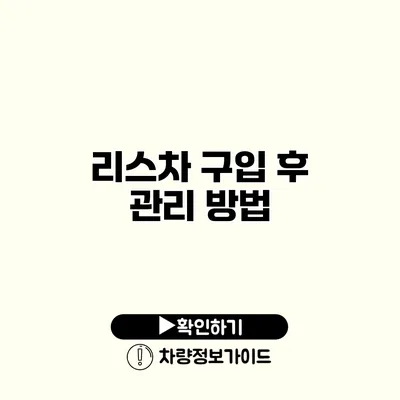 리스차 구입 후 관리 방법