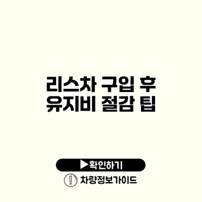 리스차 구입 후 유지비 절감 팁