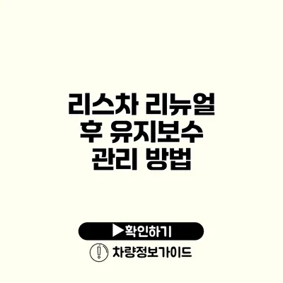 리스차 리뉴얼 후 유지보수 관리 방법