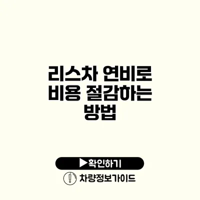 리스차 연비로 비용 절감하는 방법