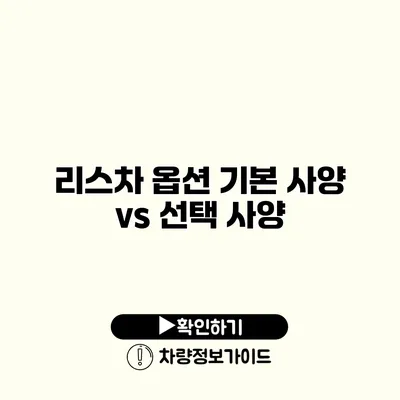 리스차 옵션 기본 사양 vs 선택 사양