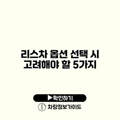 리스차 옵션 선택 시 고려해야 할 5가지