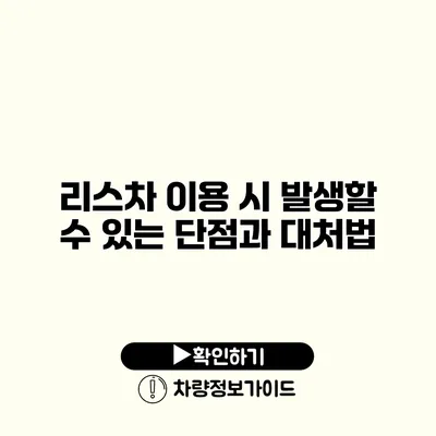 리스차 이용 시 발생할 수 있는 단점과 대처법