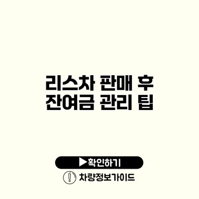 리스차 판매 후 잔여금 관리 팁