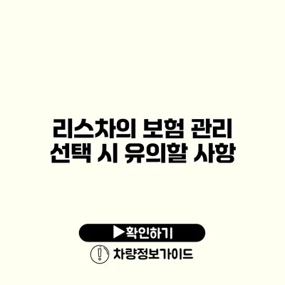 리스차의 보험 관리 선택 시 유의할 사항