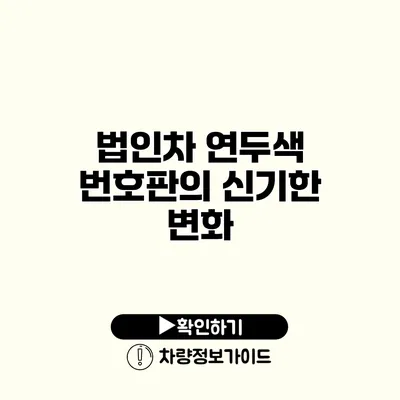 법인차 연두색 번호판의 신기한 변화