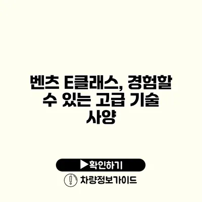 벤츠 E클래스, 경험할 수 있는 고급 기술 사양