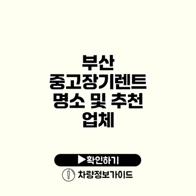 부산 중고장기렌트 명소 및 추천 업체