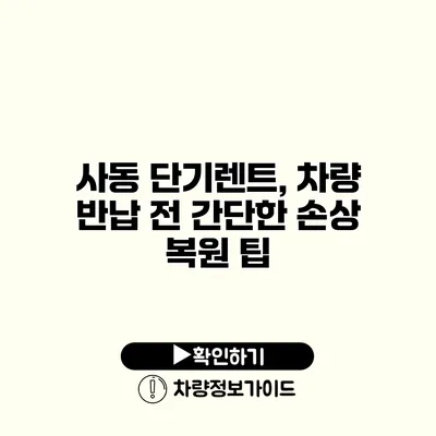 사동 단기렌트, 차량 반납 전 간단한 손상 복원 팁