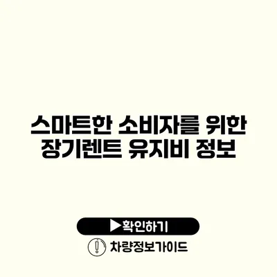 스마트한 소비자를 위한 장기렌트 유지비 정보