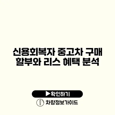 신용회복자 중고차 구매 할부와 리스 혜택 분석