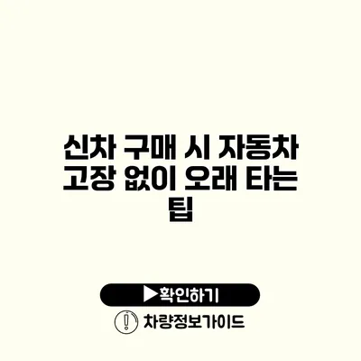 신차 구매 시 자동차 고장 없이 오래 타는 팁