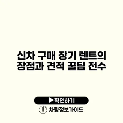 신차 구매 장기 렌트의 장점과 견적 꿀팁 전수