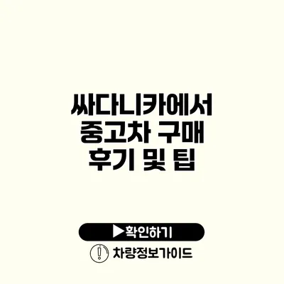 싸다니카에서 중고차 구매 후기 및 팁